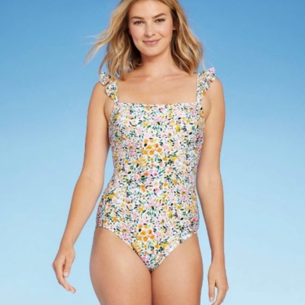 Kona Sol Floral Swimsuit One Piece Large. Worn Once